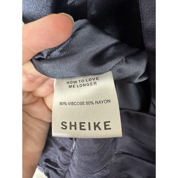 Sheike Satin Long Sleeve Choker Jumpsuit Women AU 14 Blue Wide Legs NWOT - Picture 7 of 9